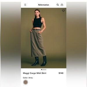 Reformation Olive Cargo Midi Skirt